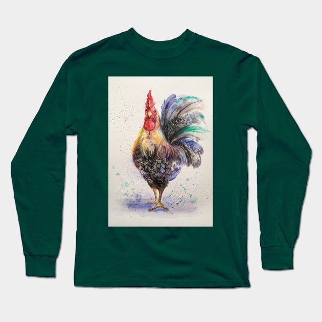 Rooster Long Sleeve T-Shirt by EL_ART